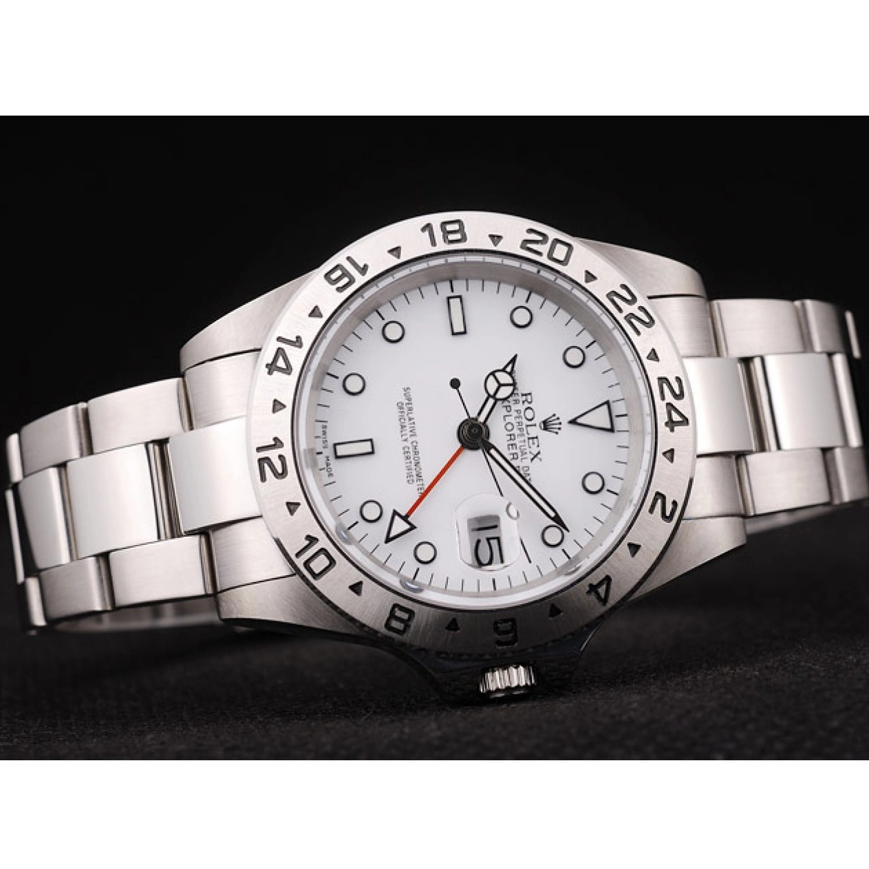 Aaa replica watch White Steel Dial Rolex Stainless Explorer Bezel 0724